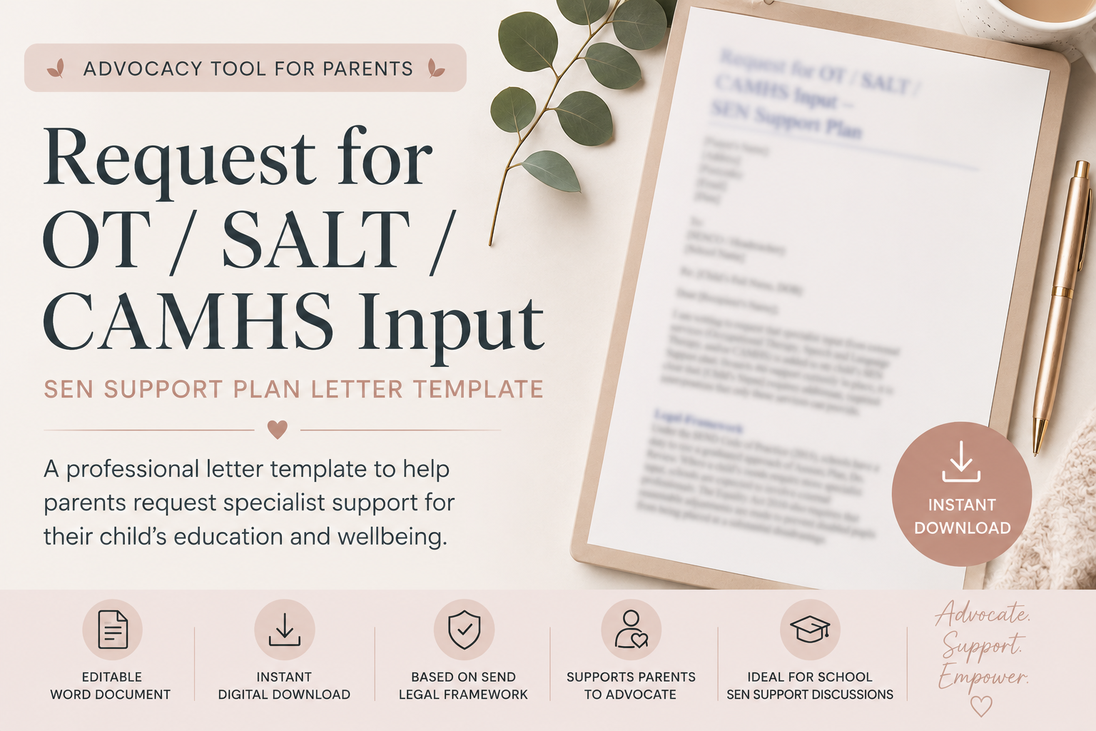 Request for OT / SALT / CAMHS Input – SEN Support Plan Letter Template
