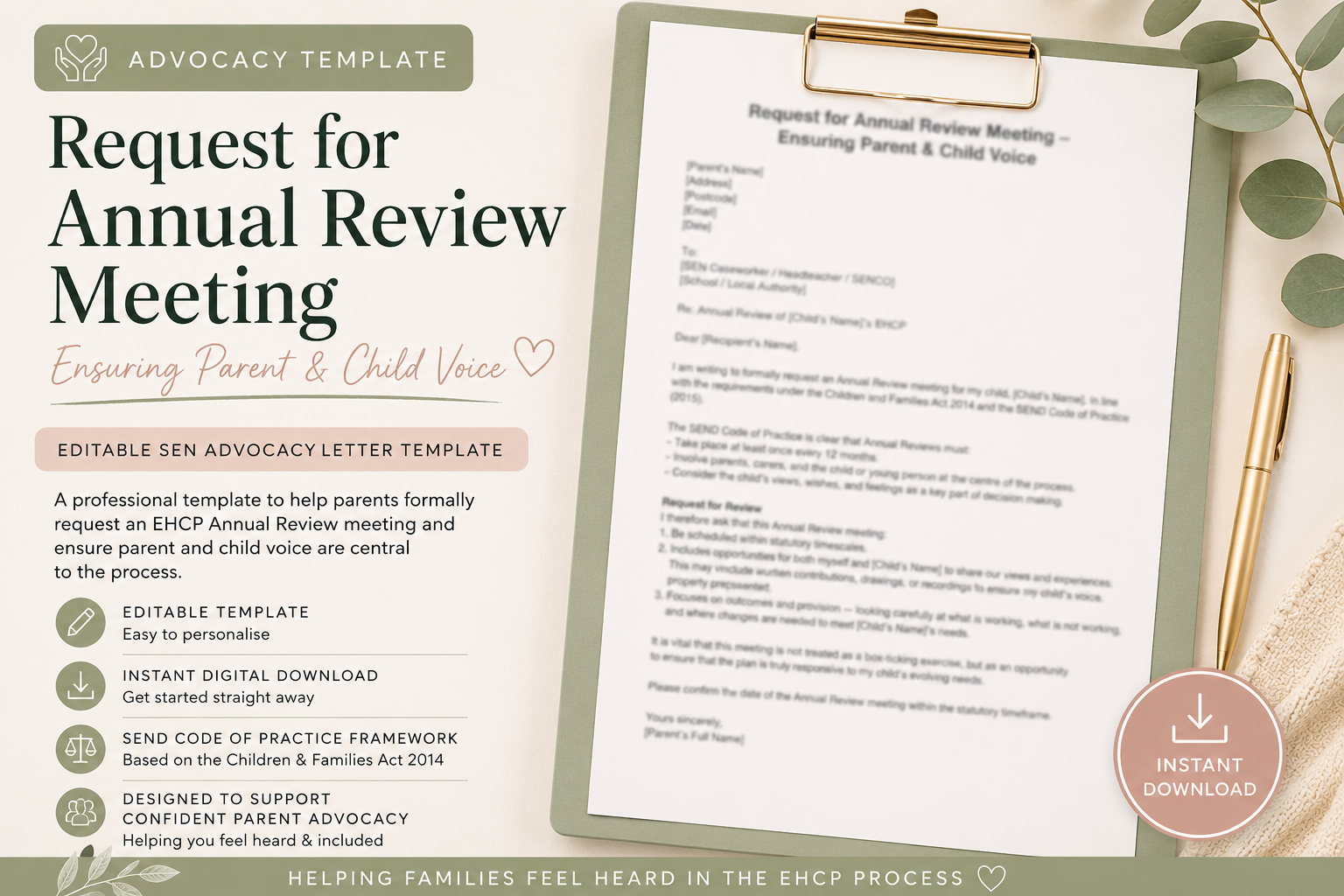 Request for Annual Review Meeting – Ensuring Parent & Child Voice